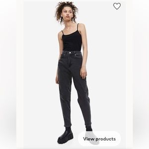❤️16 NWT H&M Mom Jeans High Waist Ankle Comfort Stretch wide leg 2 Goth Black
